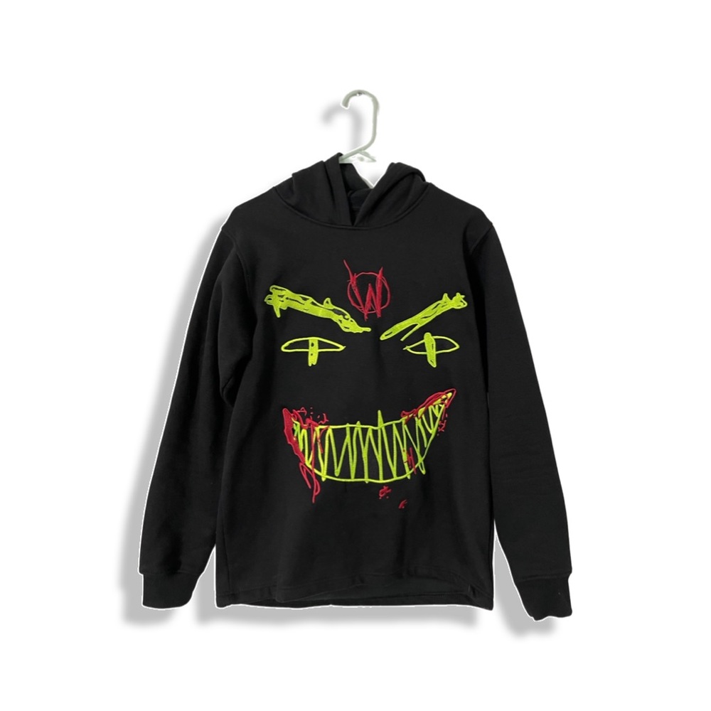 Evil Hearts Club Monster Face Mens Black Hoodie | Sz M